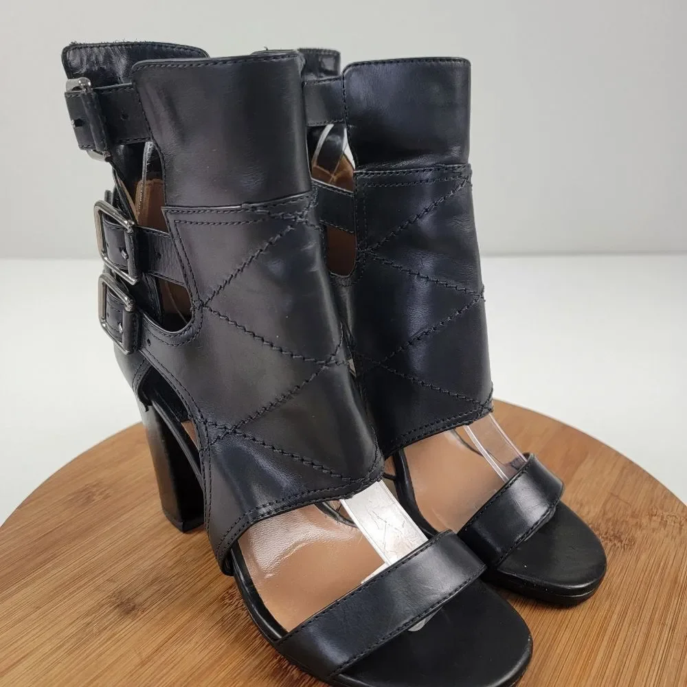 Laurence Dacade Felicite Black Leather Block Heels Womens‎ Shoe sz US 6 EU 37